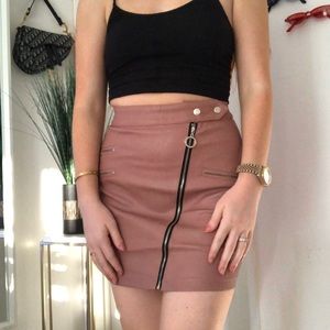 Pink leather skirt